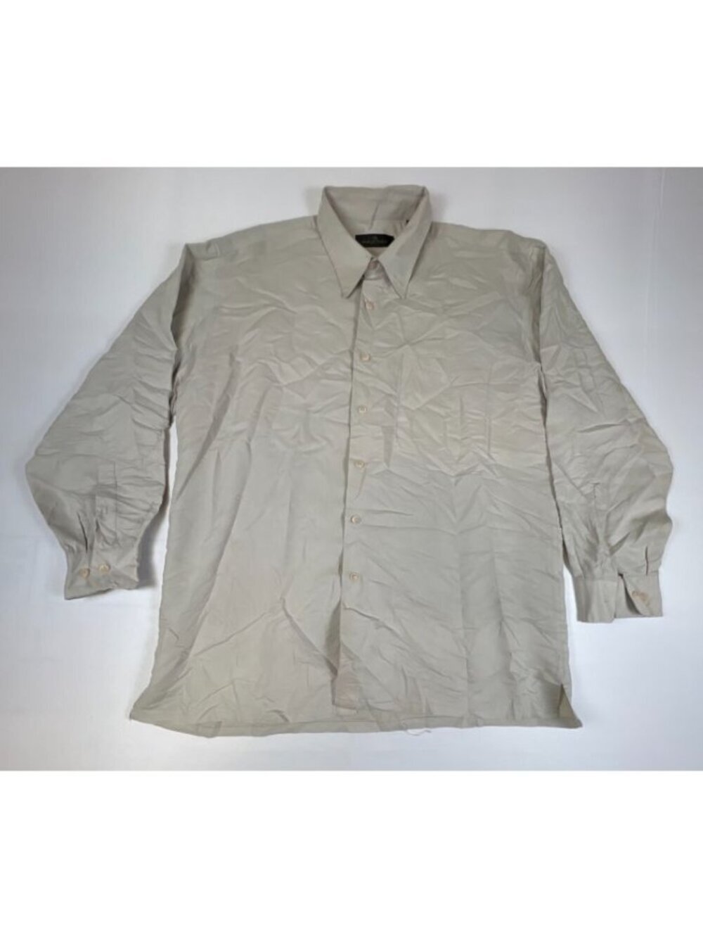 VTG 90s Bugatchi Uomo Beige Button Up Shirt Mens Large Luxury
